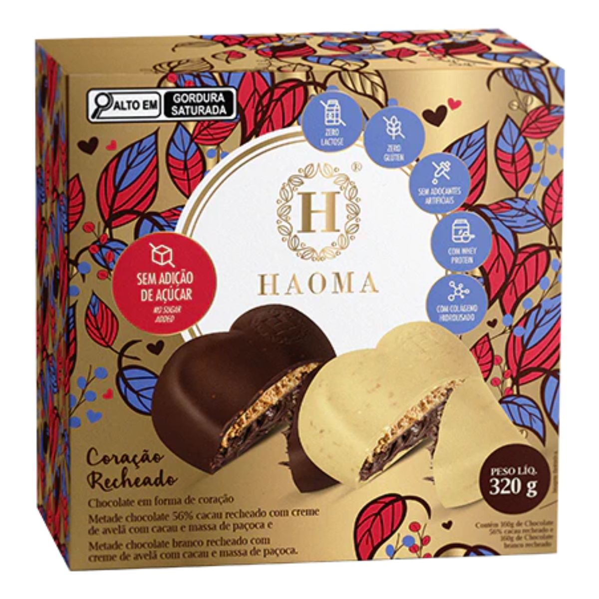 Coração de Chocolate Recheado com Avelã e Paçoca Haoma | 320g