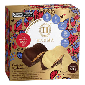 Coração de Chocolate Recheado com Avelã e Paçoca Haoma | 320g