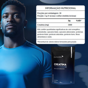 Kit Creatina 100% Monohidratada Puravida | 300g + 90g Sem Sabor