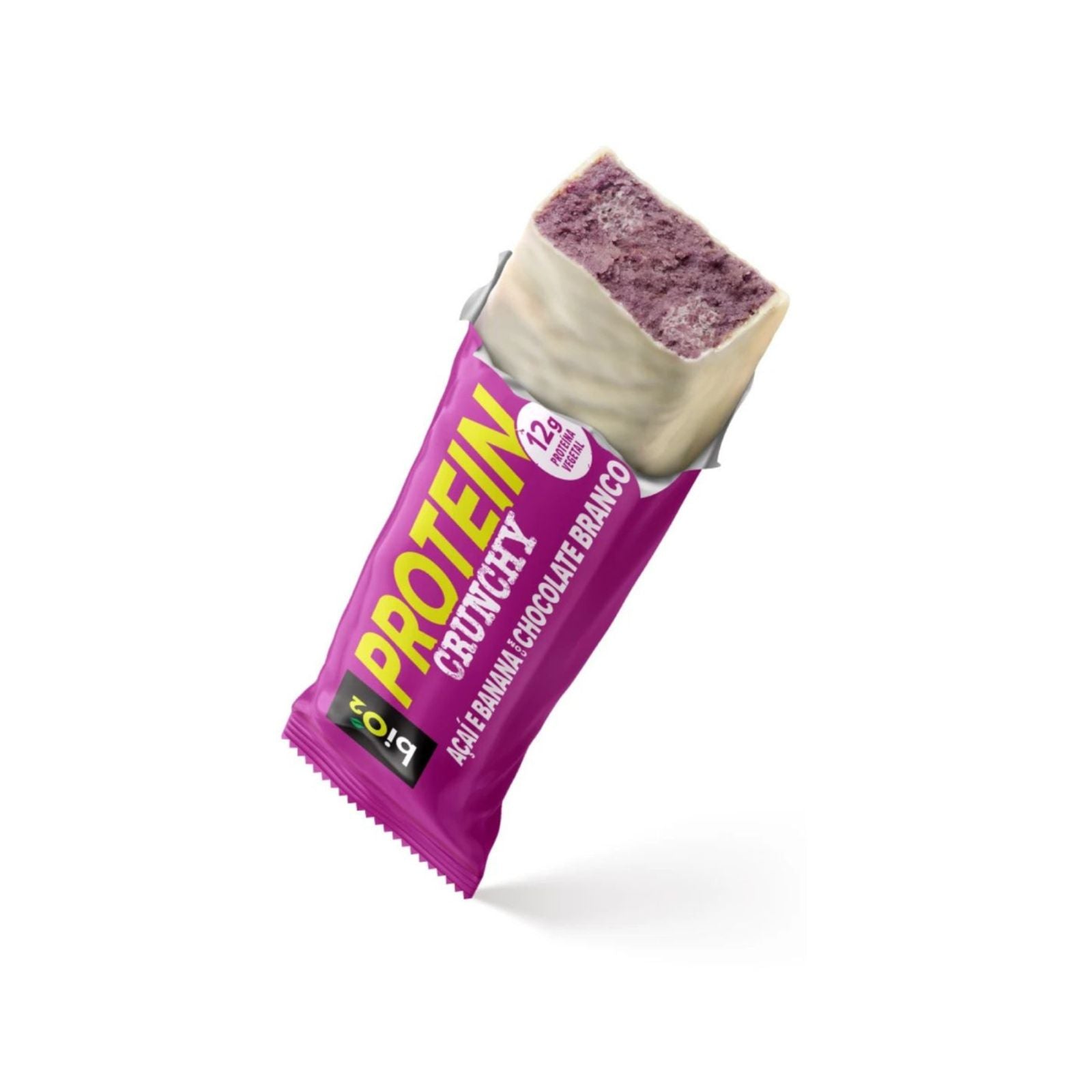 Barra BiO2 Protein Crunchy Açaí e Banana com Chocolate Branco | 9x50g