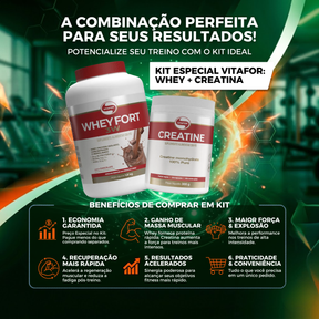 Whey Fort Chocolate (1,8kg) + Creatina (300g) – Vitafor