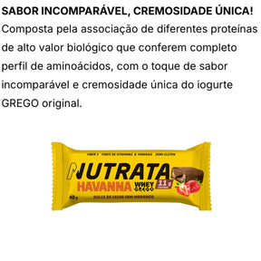 Barra Whey Grego Havanna Doce de Leite com Morango Nutrata | 12x40g