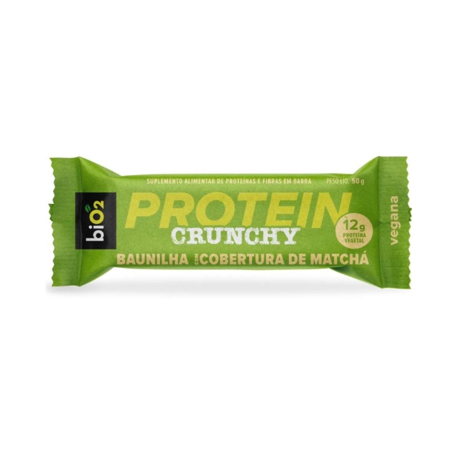 Barra BiO2 Protein Crunchy Baunilha com Cobertura de Matchá | 9x50g