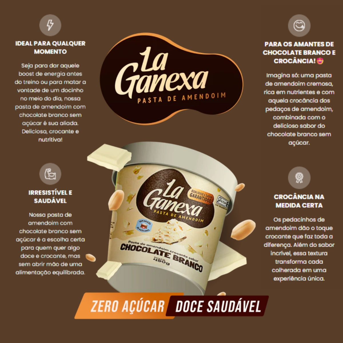 Pasta de Amendoim Chocolate Branco La Ganexa | 450g