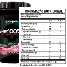 Whey 100%HD Gourmet Black Skull Sorvete de Morango | 450g